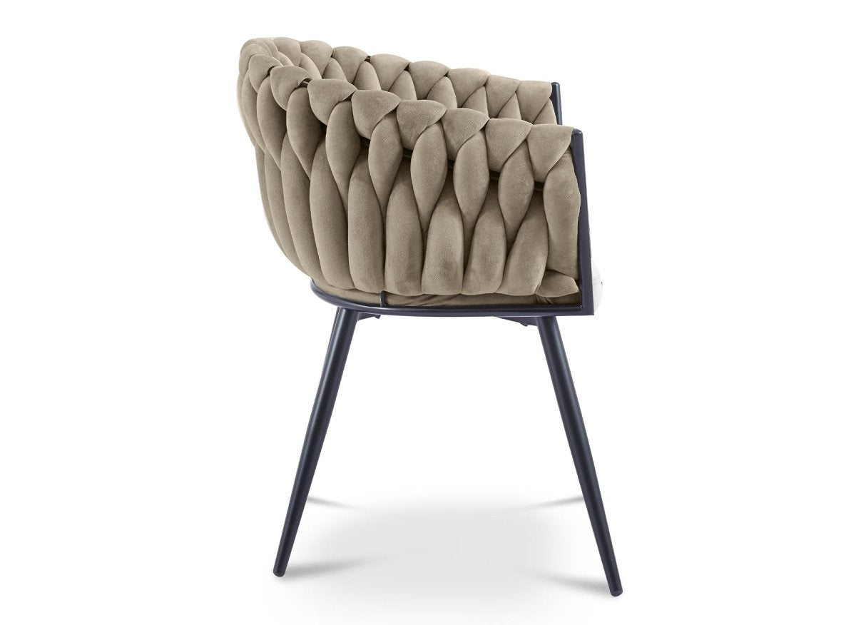 Lot de 2 chaises wave en velours taupe CINDY - DécoInParis