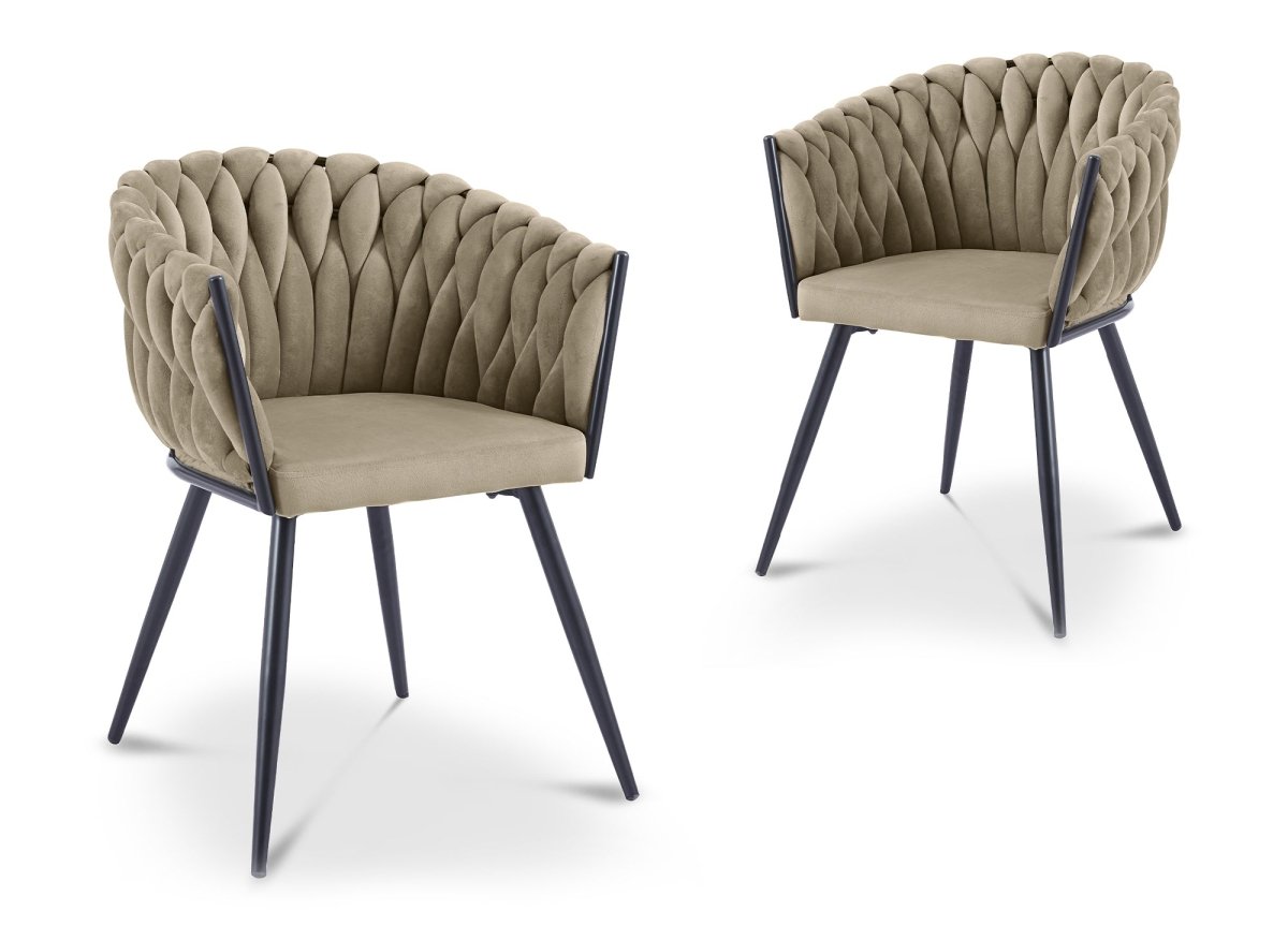 Lot de 2 chaises wave en velours taupe CINDY - DécoInParis
