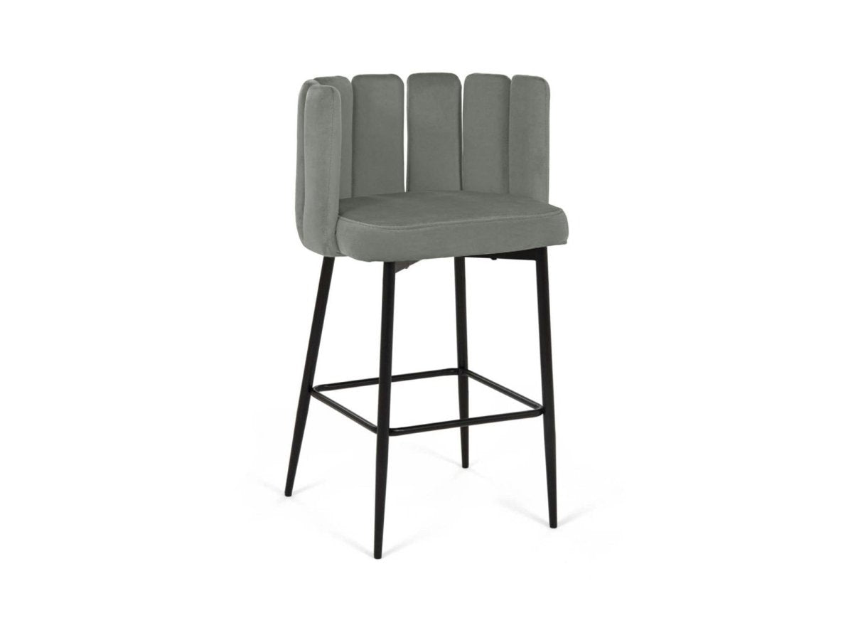 Lot de 2 tabourets de bar design en velours gris DEBBY - DécoInParis