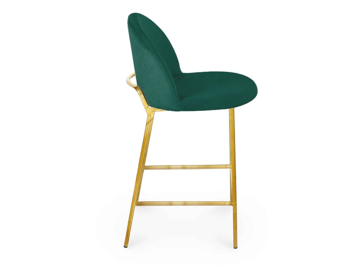 Lot de 2 tabourets de bar design en velours vert ARABEL - DécoInParis