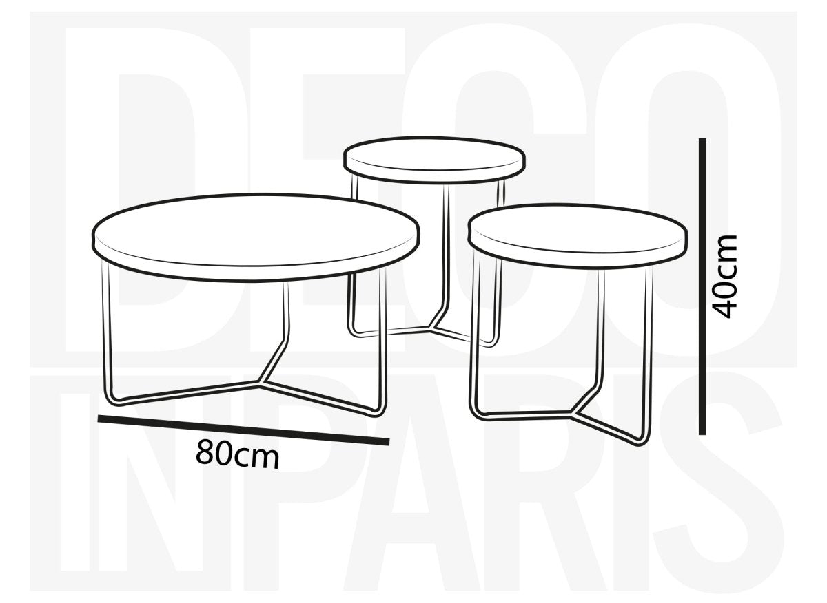Lot de 3 tables basses rondes noir ROMY - DécoInParis