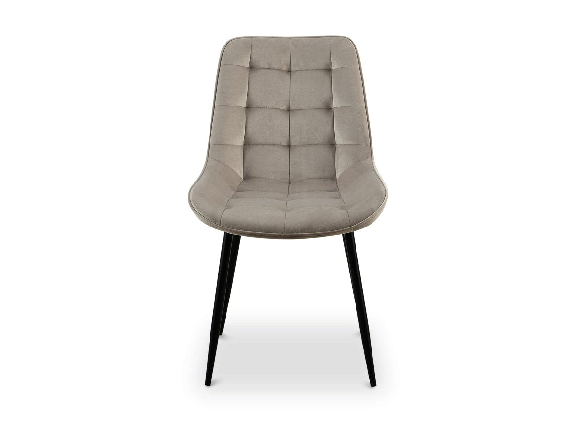 Lot de 4 chaises capitonnées en velours beige SOREN - DécoInParis