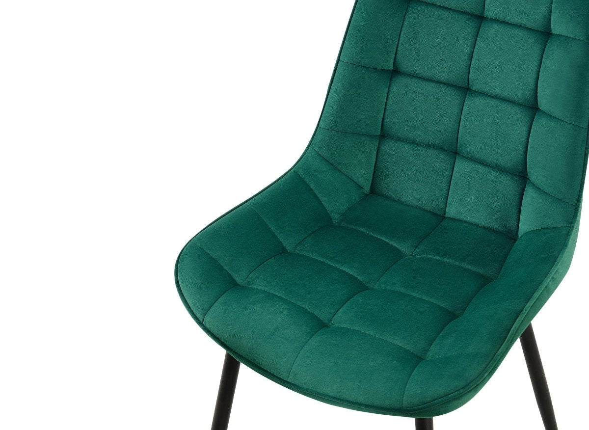 Lot de 4 chaises capitonnées en velours vert SOREN - DécoInParis