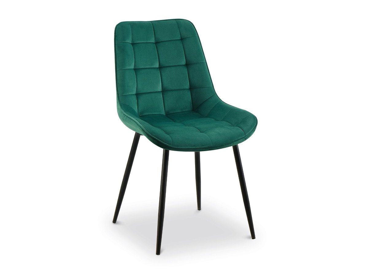Lot de 4 chaises capitonnées en velours vert SOREN - DécoInParis