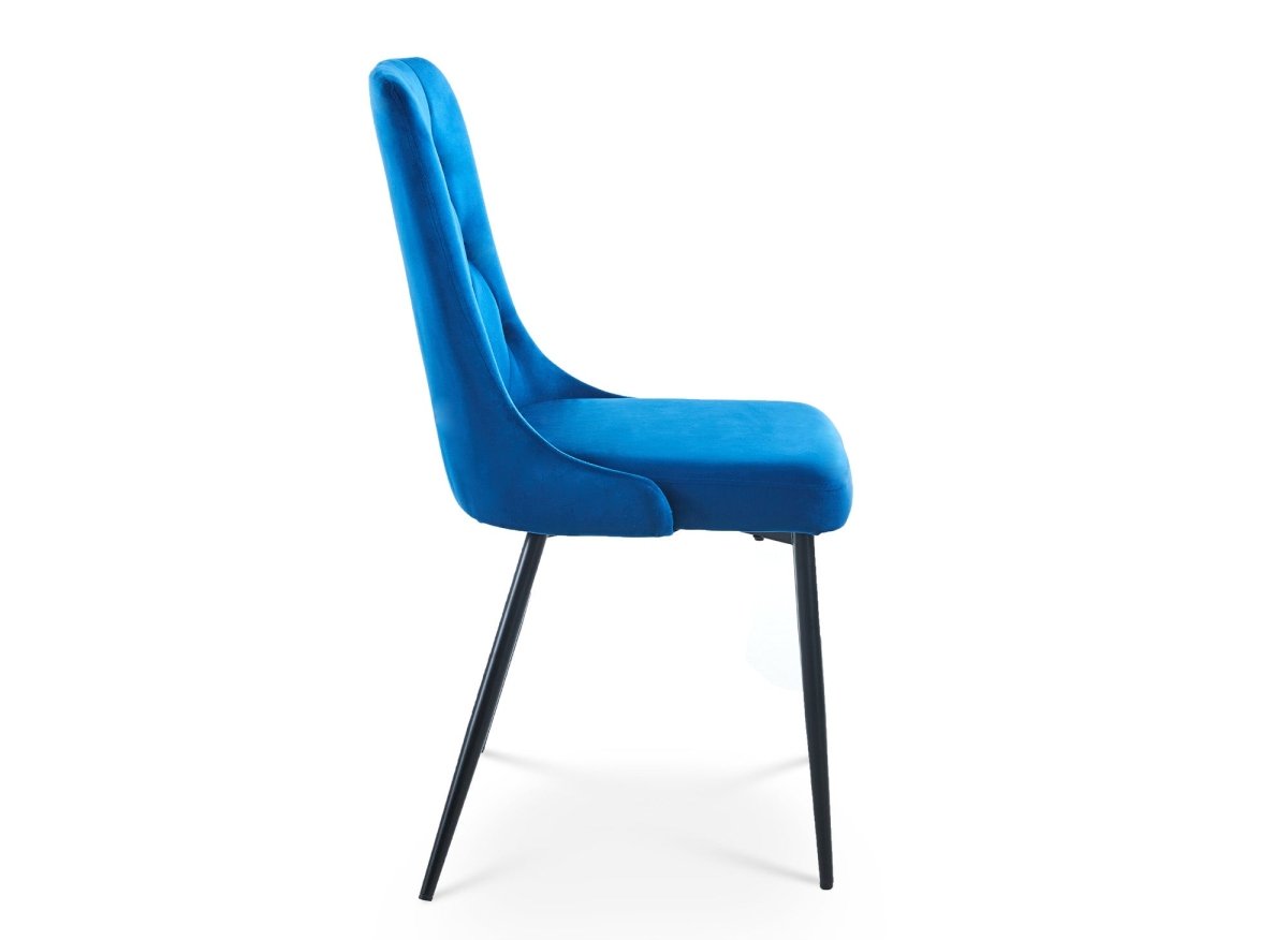 Lot de 4 chaises design en velours bleu OLVEA - DécoInParis
