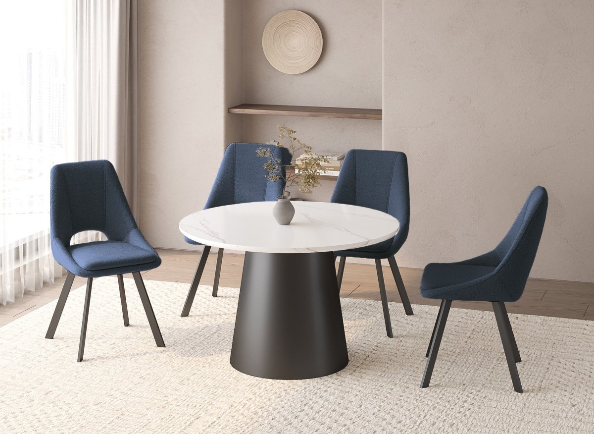 Lot de 4 chaises effet peau de mouton bleu NARCISSE - DécoInParis
