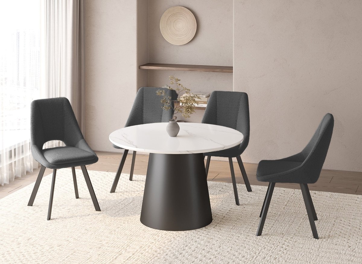 Lot de 4 chaises effet peau de mouton gris foncé NARCISSE - DécoInParis