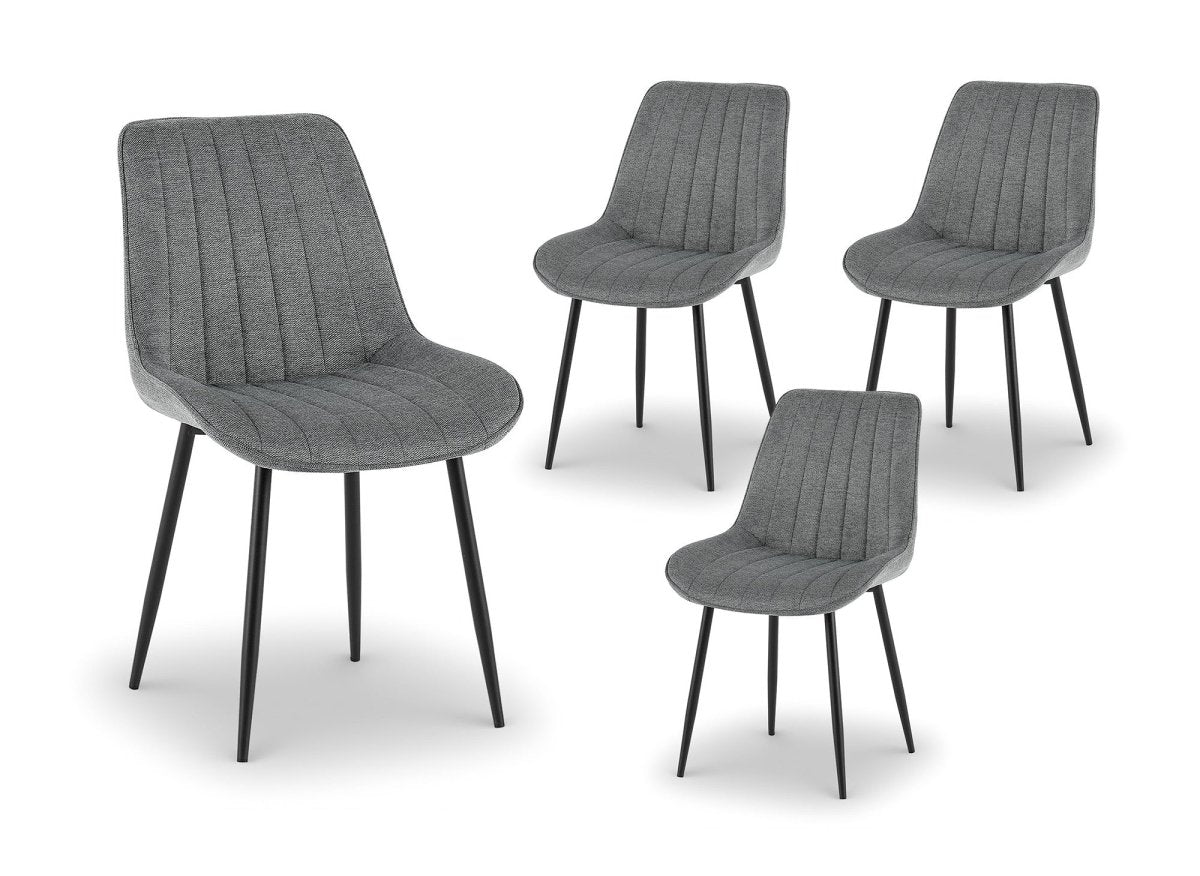 Lot de 4 chaises en tissu gris LOREVA - DécoInParis