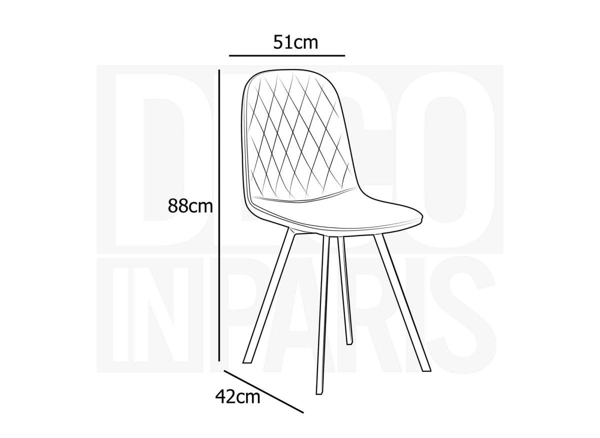 Lot de 4 chaises en tissu velours gris AMBRE - DécoInParis