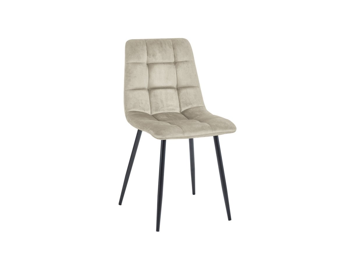 Lot de 4 chaises en velours beige capitonné JEREMI - DécoInParis