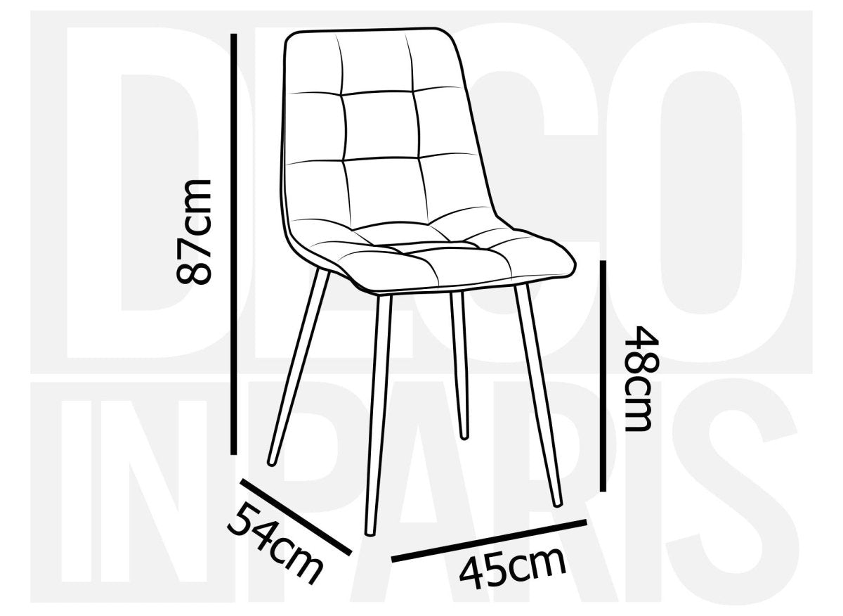 Lot de 4 chaises en velours beige capitonné JEREMI - DécoInParis