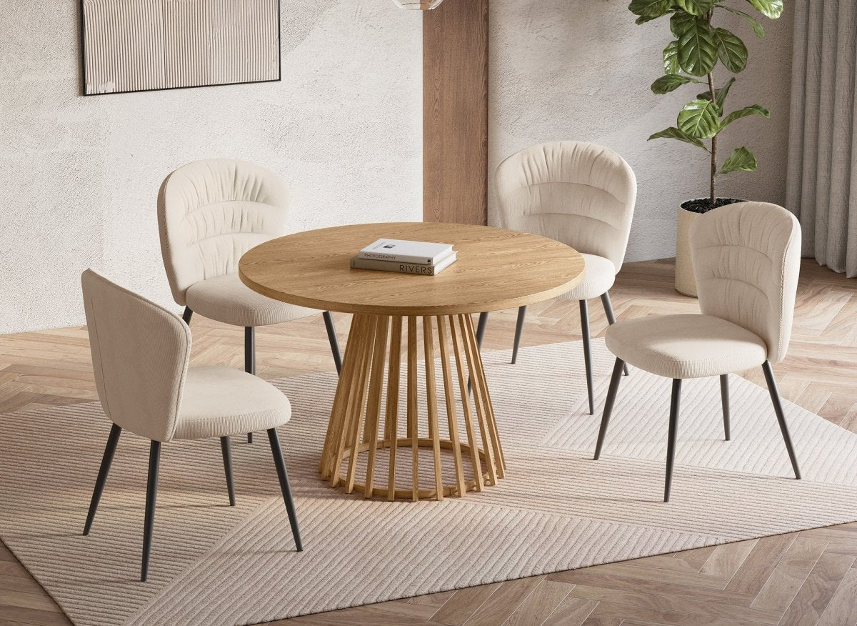 Lot de 4 chaises en velours côtelé beige DANIELA - DécoInParis