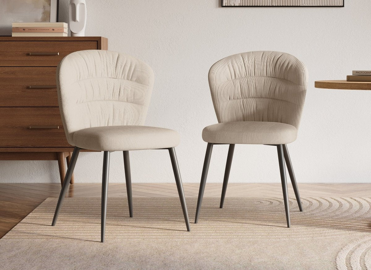 Lot de 4 chaises en velours côtelé beige DANIELA - DécoInParis