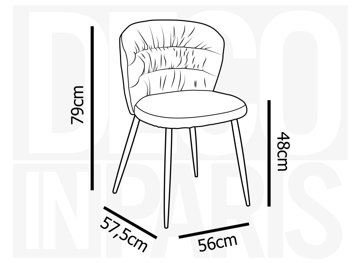 Lot de 4 chaises en velours côtelé gris DANIELA - DécoInParis