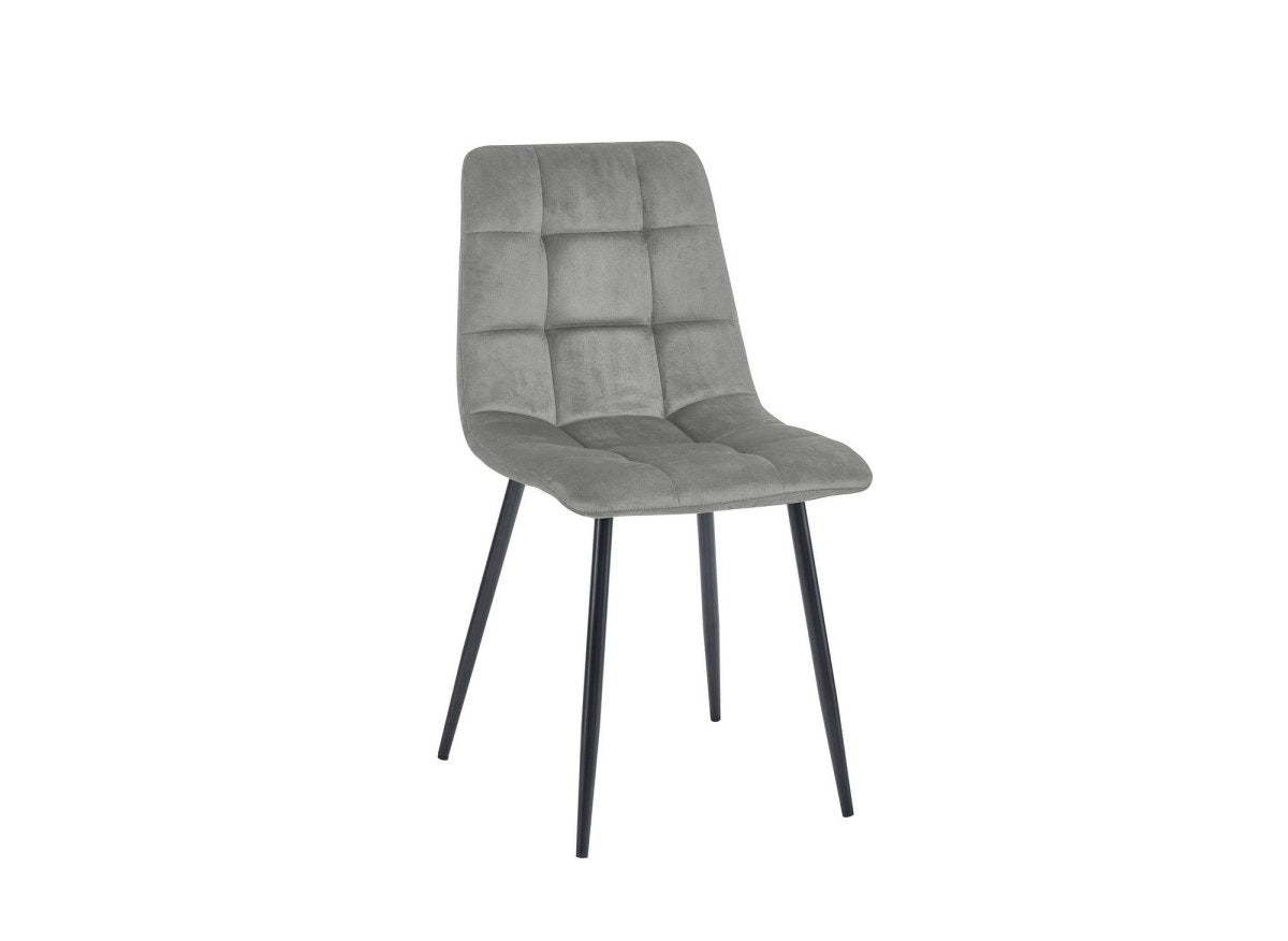 Lot de 4 chaises en velours gris capitonné JEREMI - DécoInParis