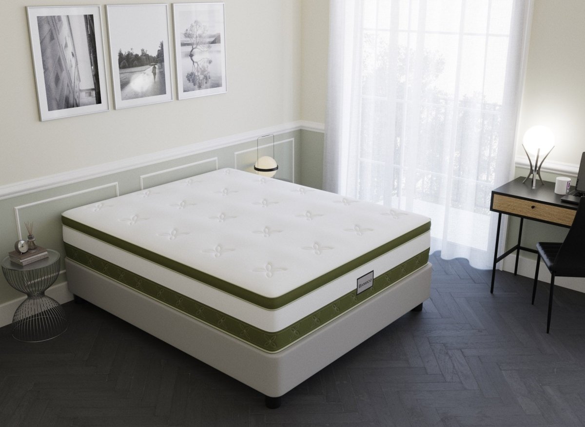 Matelas hybride BAMBOO 160 x 200 cm ressorts ensachés et mémoire de forme épaisseur 30 cm - DécoInParis