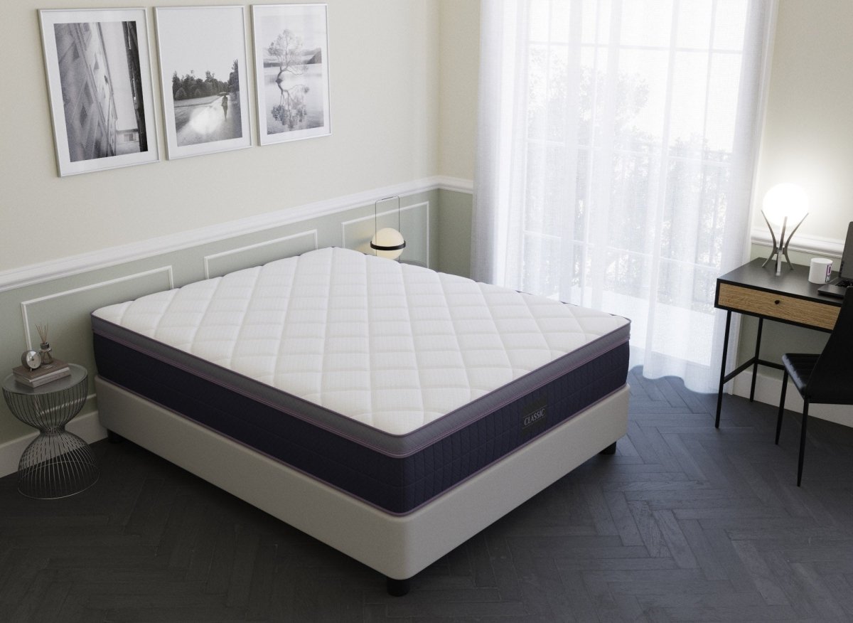 Matelas hybride CLASSIC 160 x 200 cm ressorts ensachés et mémoire de forme épaisseur 31 cm - DécoInParis