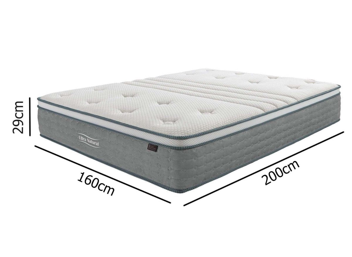Matelas hybride NATURAL 160 x 200 cm ressorts ensachés et soie épaisseur 29 cm - DécoInParis