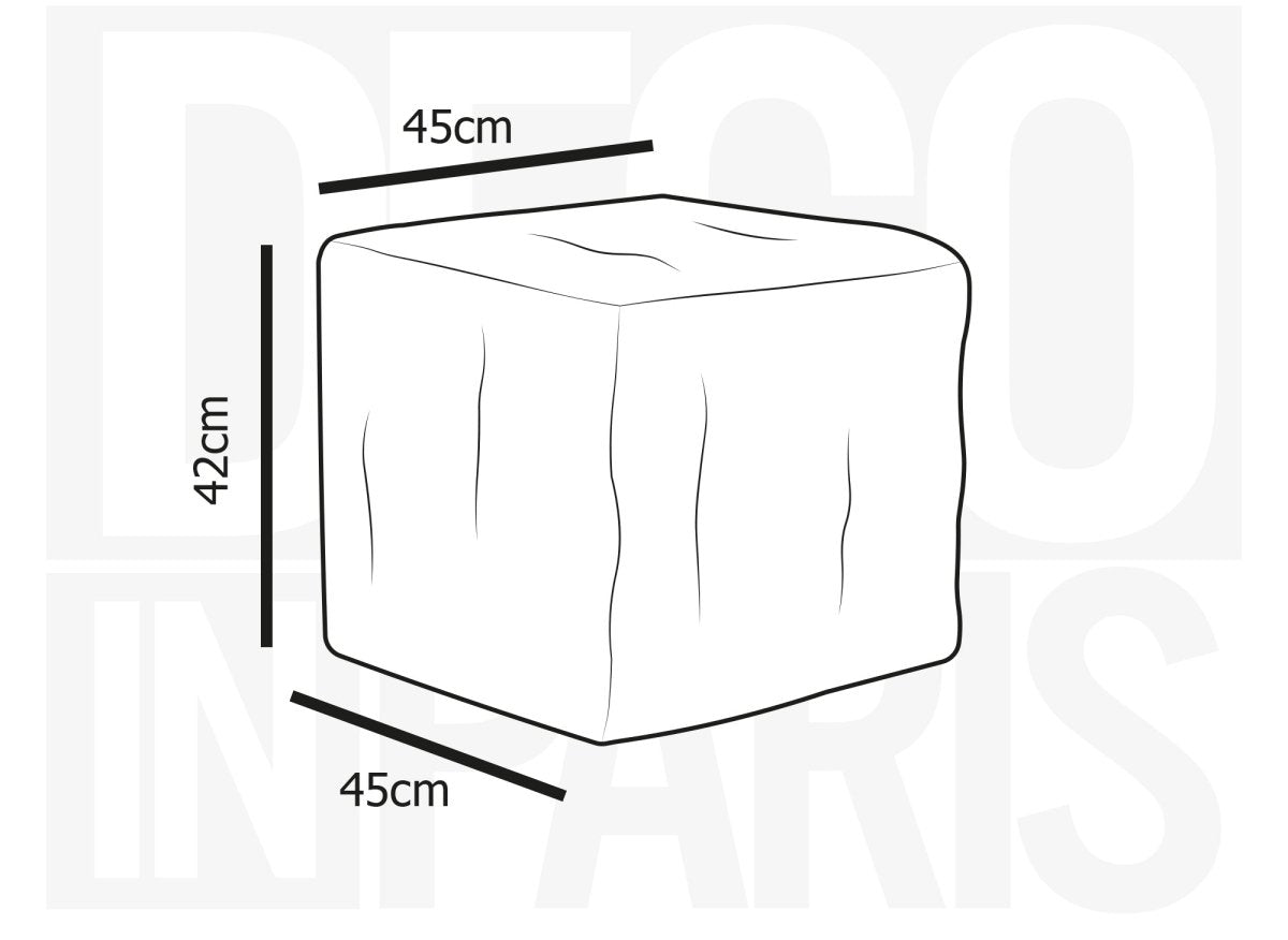 Pouf carré en velours gris tressé MALEK - DécoInParis