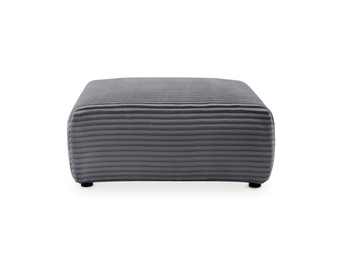 Pouf en velours gros côtelé doux gris TILDA - DécoInParis