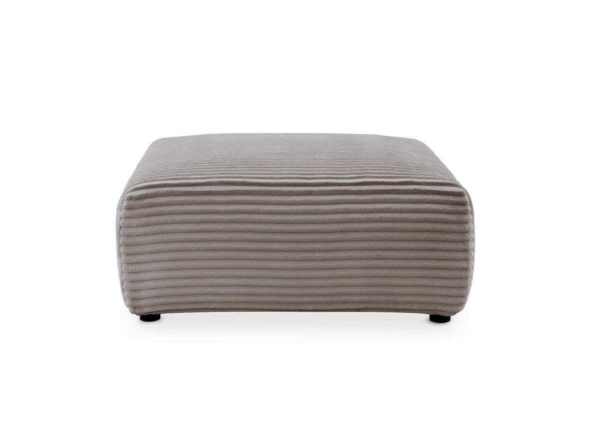 Pouf en velours gros côtelé doux taupe TILDA - DécoInParis