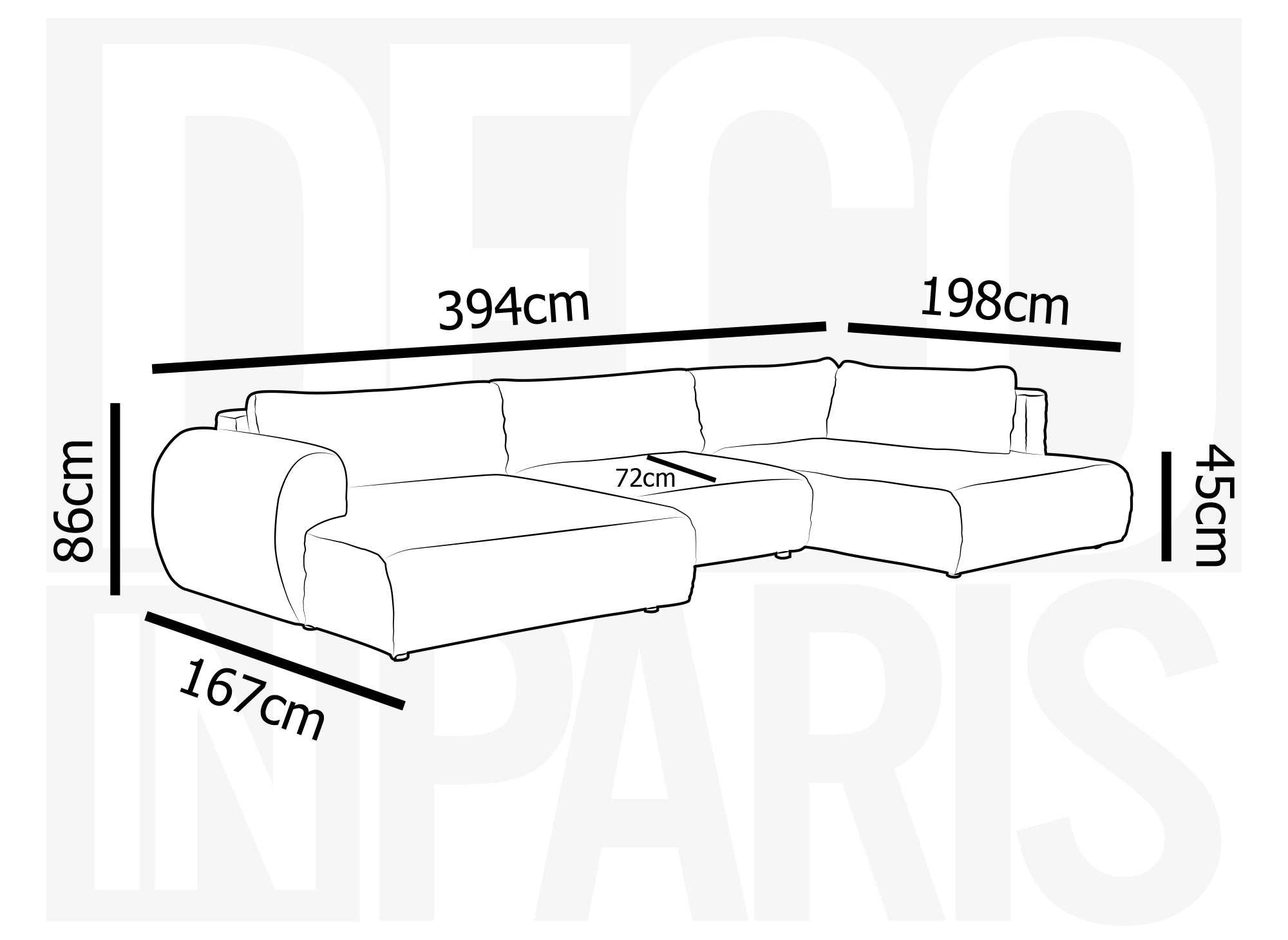 TILDA beigefarbenes, umwandelbares Panoramasofa aus Cord mit Stauraum - Rechtwinklig