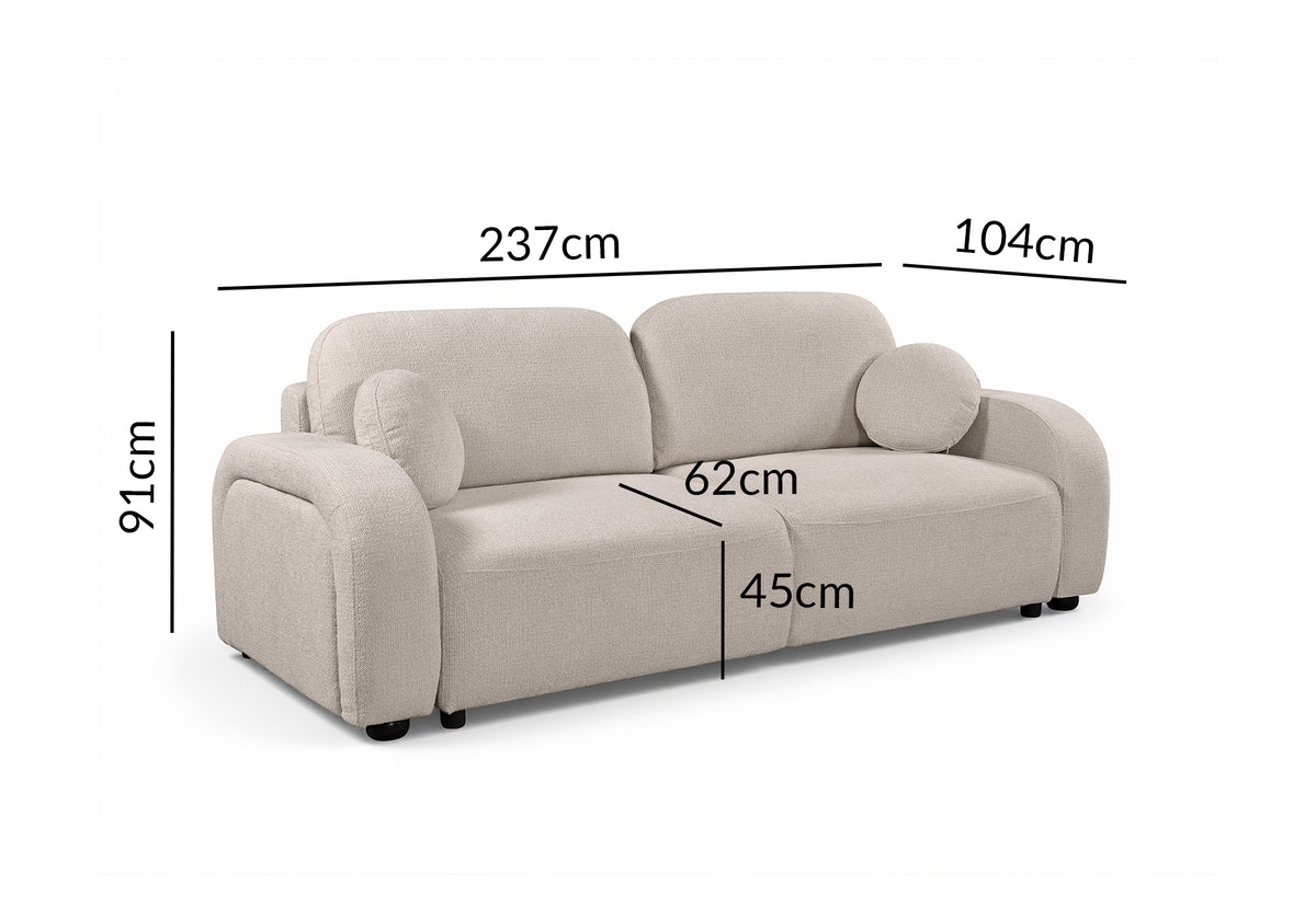 MAYORA 3-Sitzer-Umbausofa aus ecrufarbenem Bouclé-Stoff