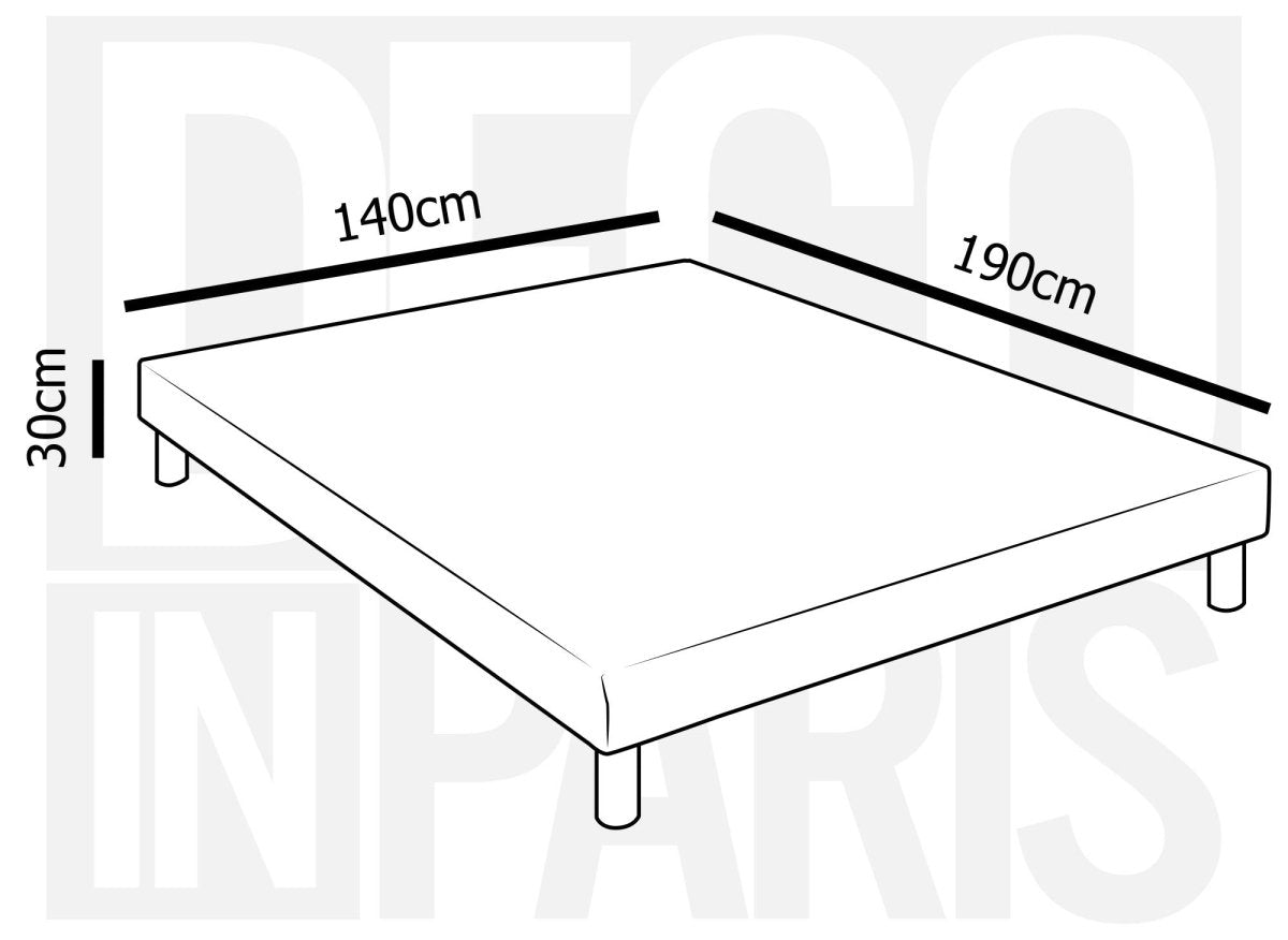 Sommier tapissier 140 x 190 cm + 4 pieds - DécoInParis