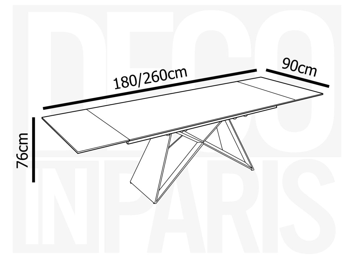 Table à manger extensible en céramique noire effet marbre GABRIEL - DécoInParis
