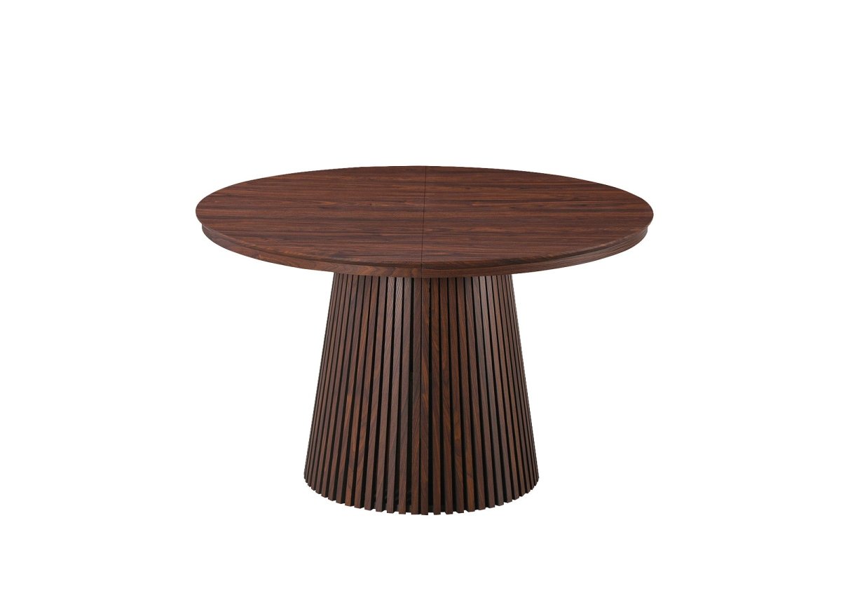 Table à manger ronde extensible en bois foncé 120-200cm HEKA - DécoInParis