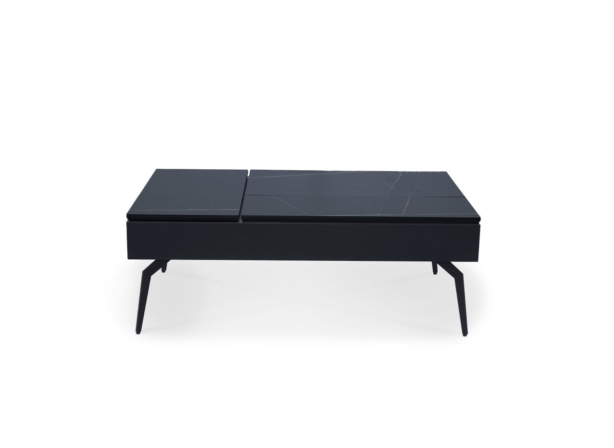 Table basse design avec plateau relevable en céramique noir SILVANA - DécoInParis