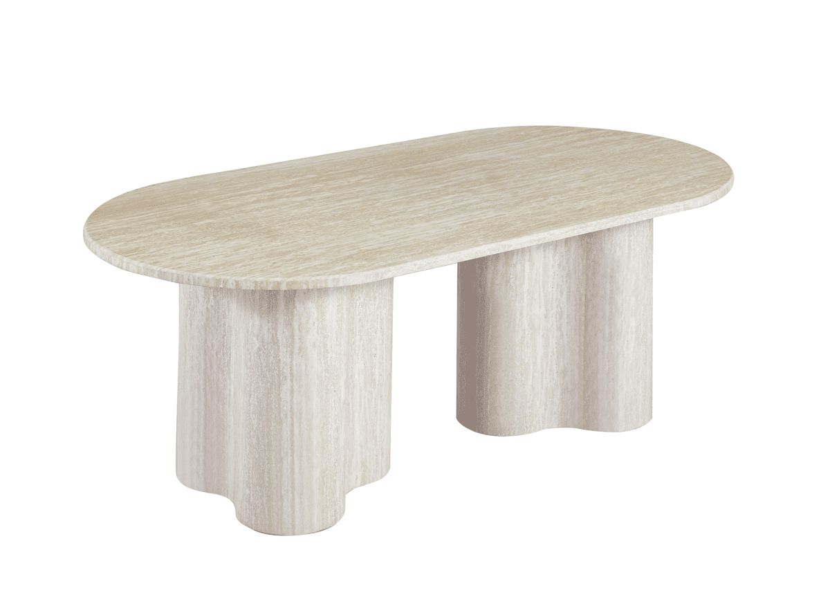 Table basse en marbre composite beige pieds forme organique VANINA - DécoInParis