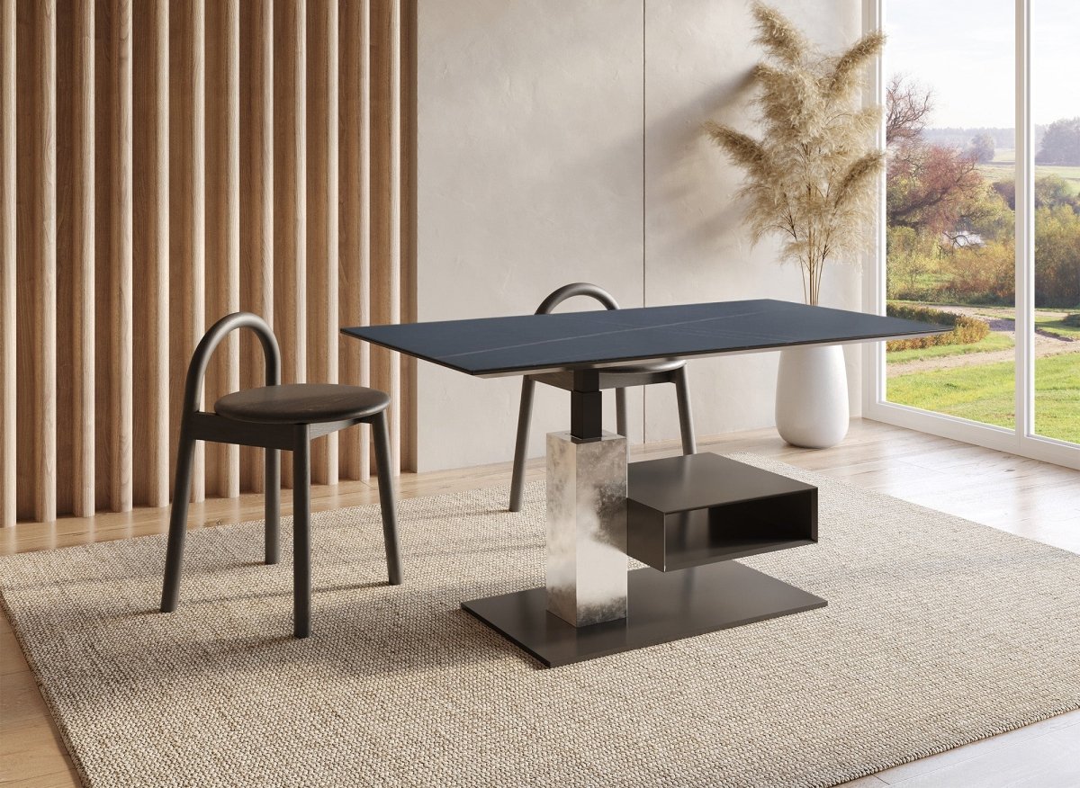 Table basse relevable avec rangement en céramique noir ADELIE - DécoInParis
