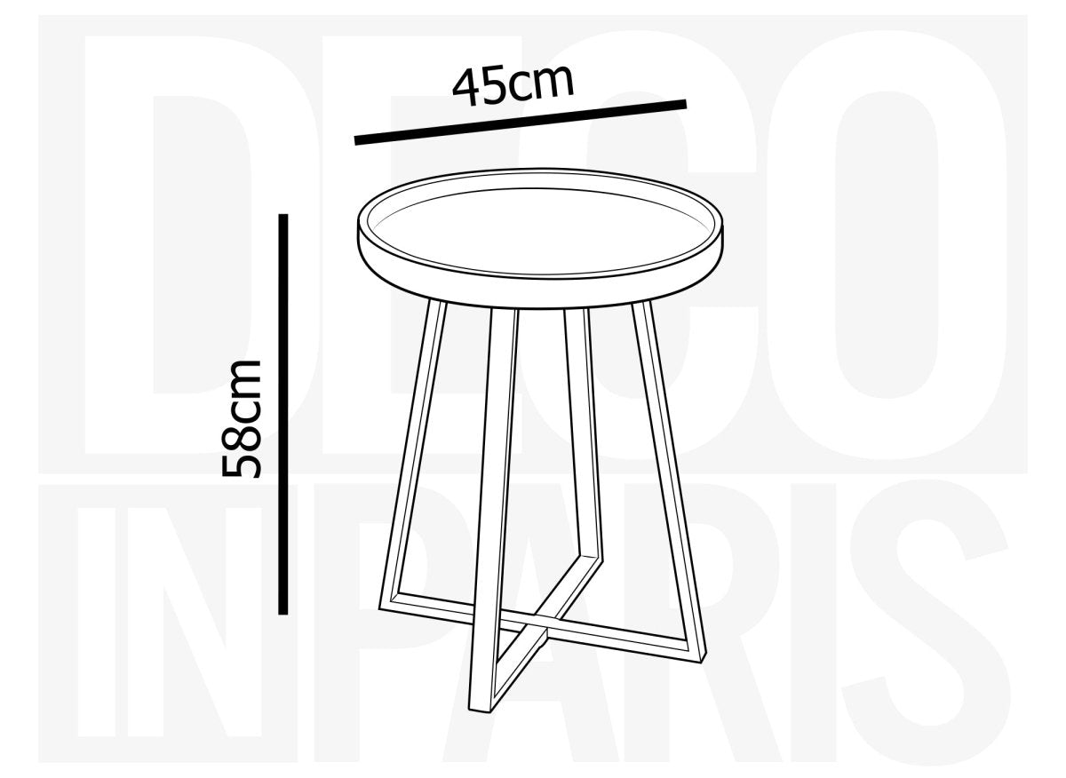Table d'appoint ronde en bois et pieds en métal noir BRIYA - DécoInParis