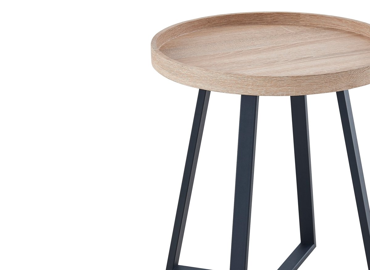 Table d'appoint ronde en bois et pieds en métal noir BRIYA - DécoInParis