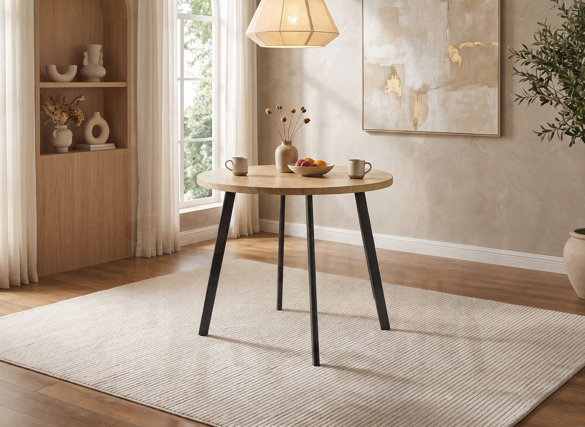 IRINA Esstisch-Set aus Holz mit 4 beigen Hockern