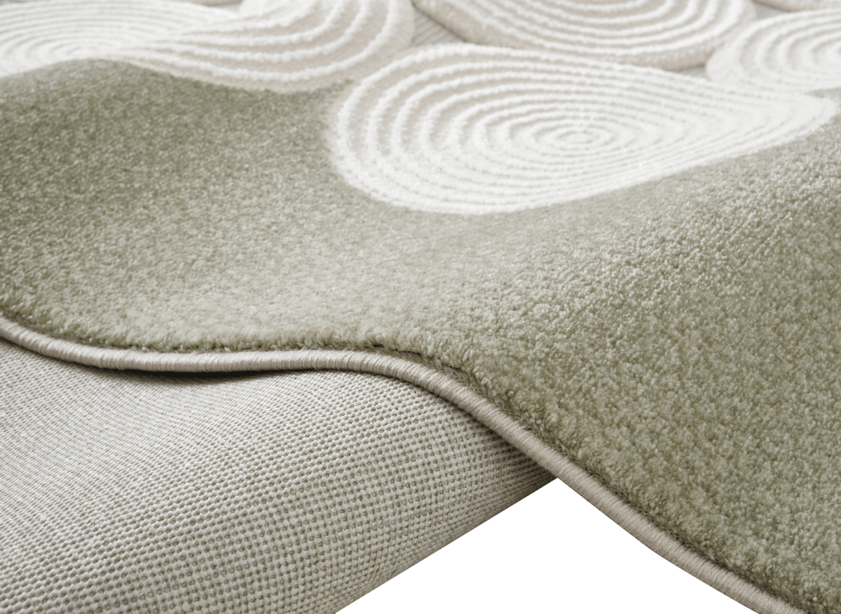 Tapis à motifs rond blanc écru 154 x 230 cm CLARA - DécoInParis