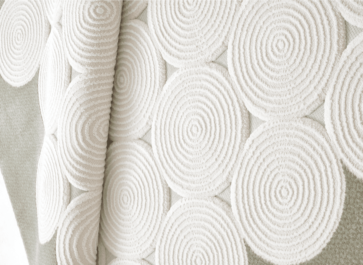 Tapis à motifs rond blanc écru 154 x 230 cm CLARA - DécoInParis