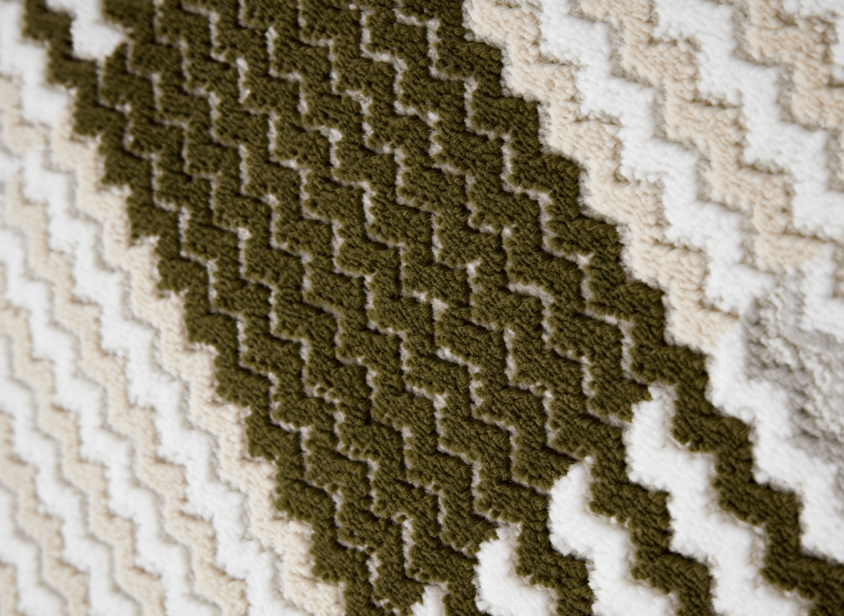 Tapis blanc à motifs carrés verts 160 x 230 cm THEOA - DécoInParis