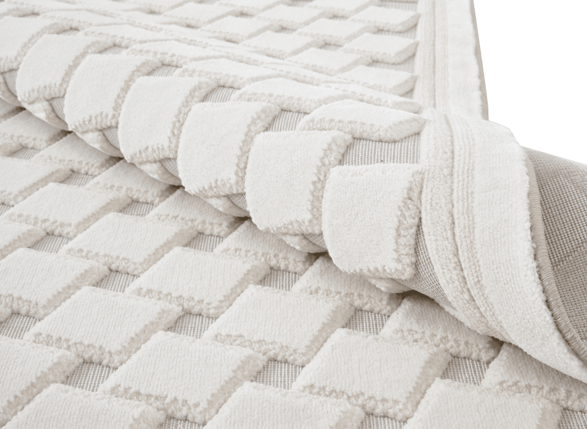 Tapis blanc écru à formes carrées 192 x 290 cm LERIS - DécoInParis