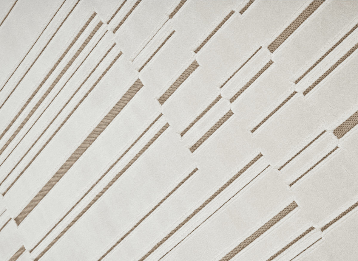 Tapis blanc écru à lignes asymétriques beiges 160 x 230 cm AYLAN - DécoInParis