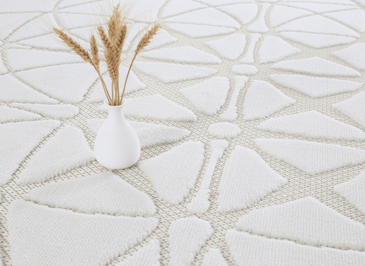 Tapis gris à motifs rosaces 200 x 290 cm SINGAPOUR - DécoInParis