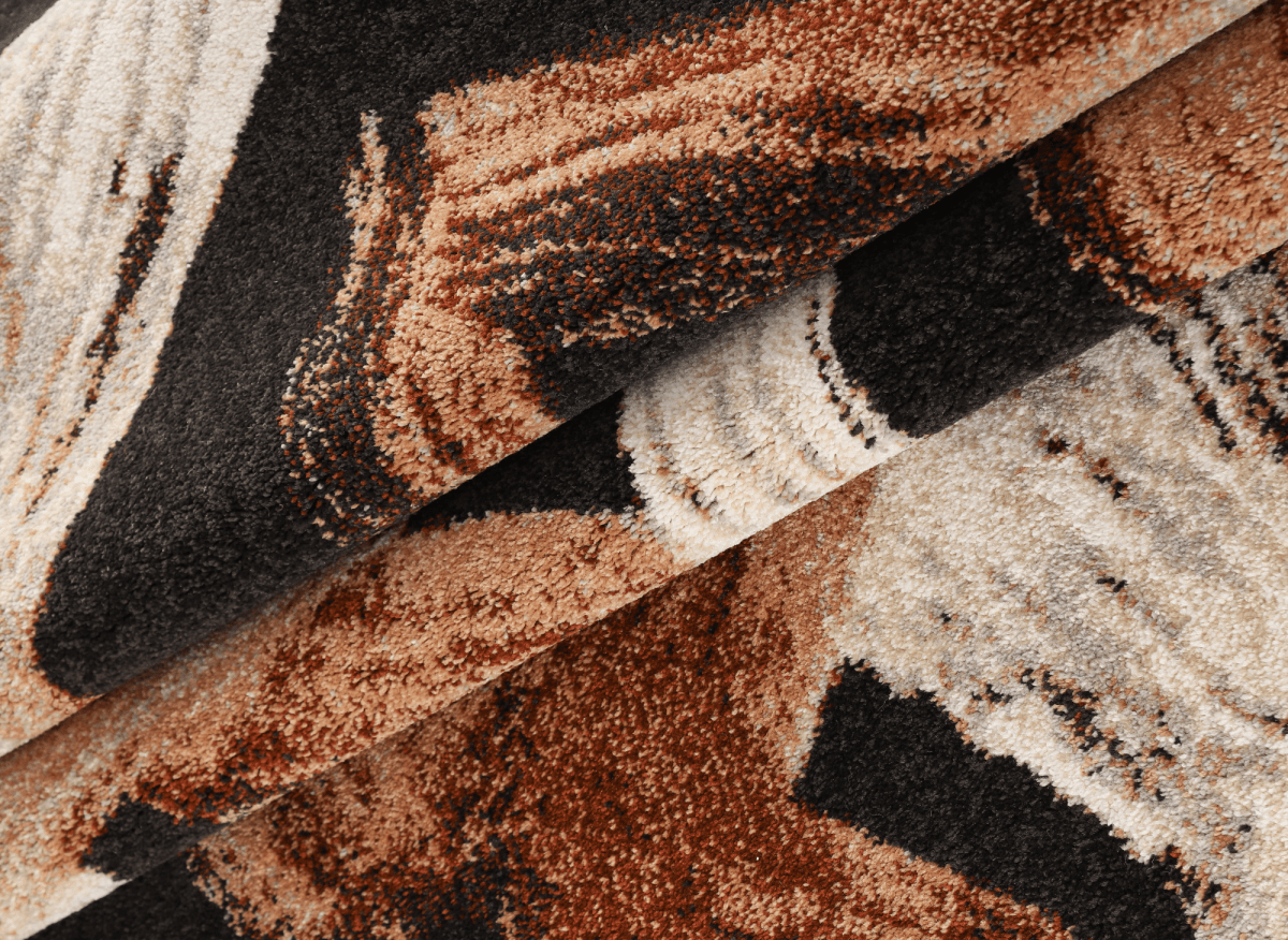 Tapis marron avec motifs géométriques beige et cuivre 160 x 230 cm ILYA - DécoInParis