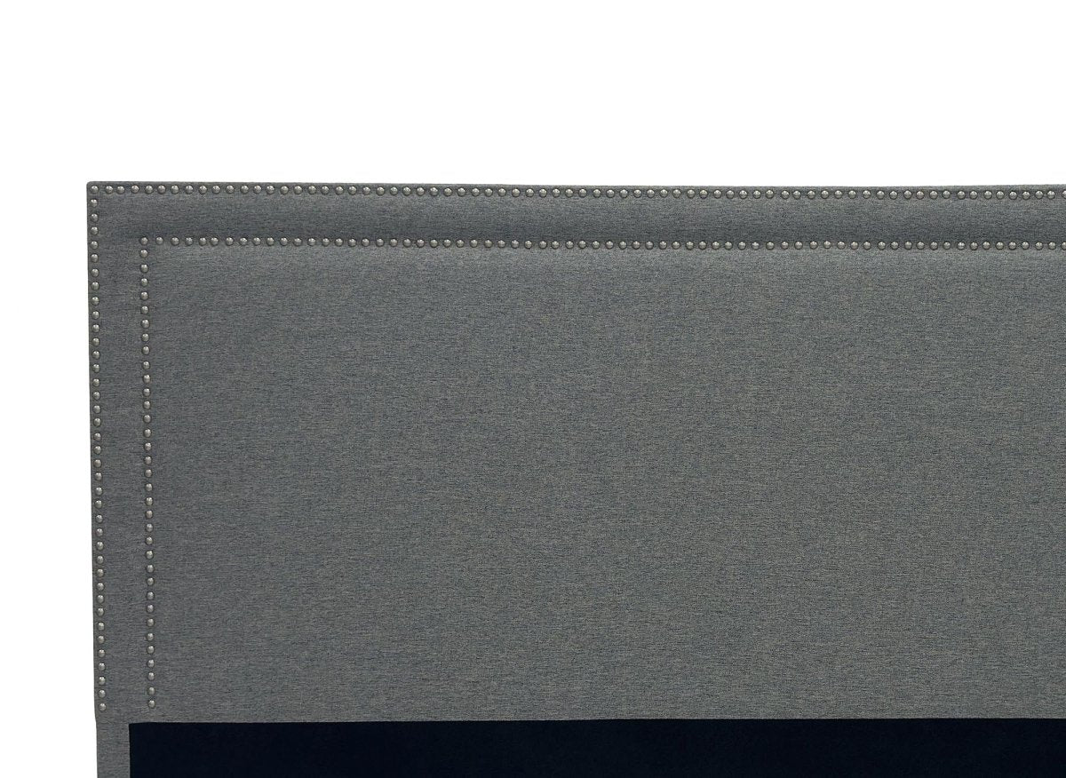 Tête de lit cloutée en tissu lin gris 140 cm LYVE - DécoInParis