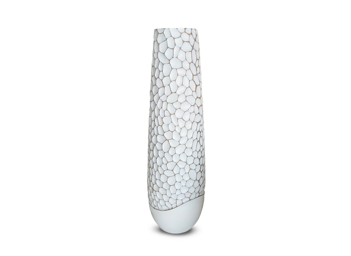 Vase décoratif en résine blanc H62 cm LOUMA - DécoInParis