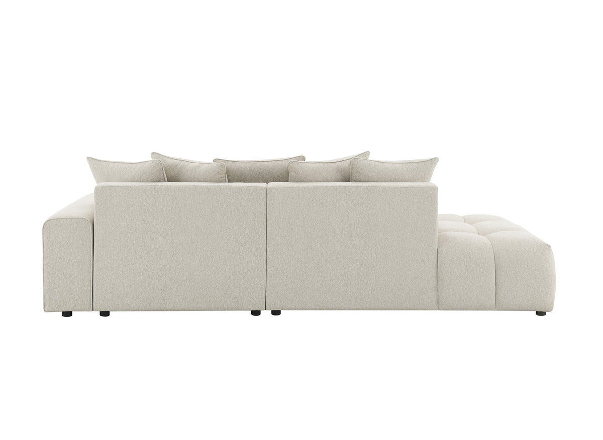 Canapé d'angle en tissu texturé beige CLARISSE - Angle droit