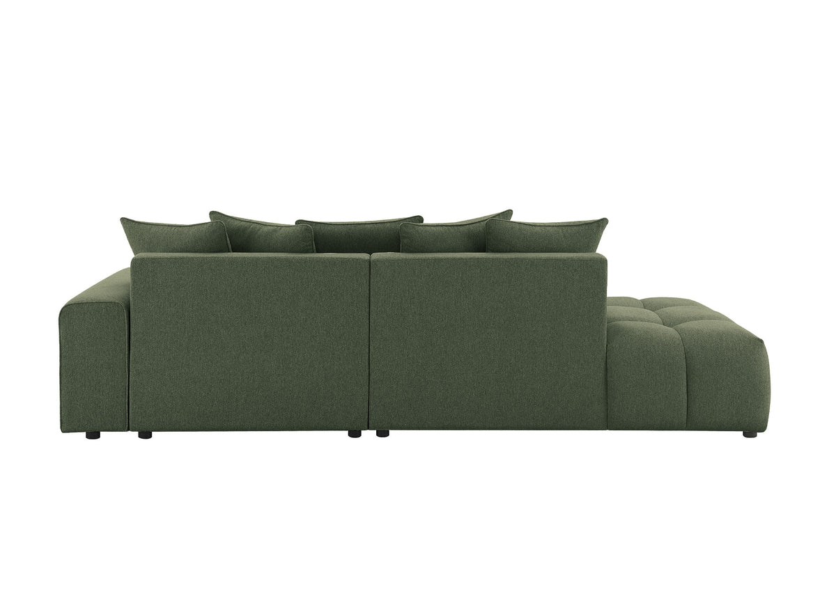 Canapé d'angle en tissu texturé vert olive CLARISSE - Angle droit