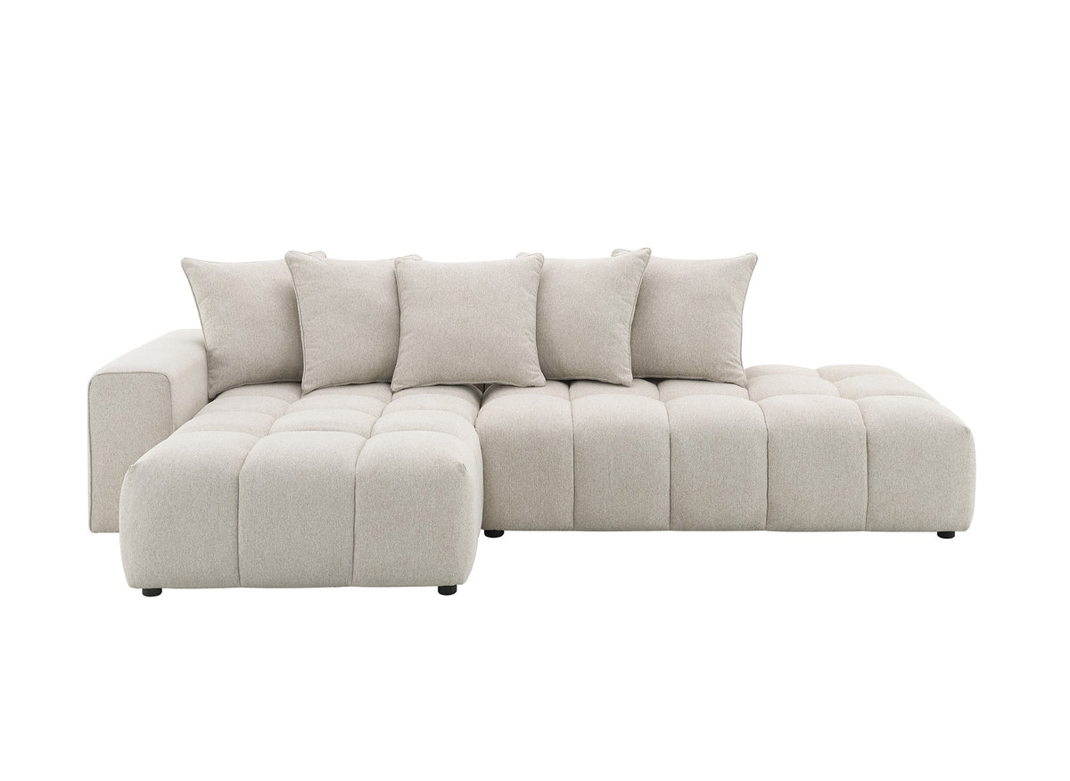 Canapé d'angle en tissu texturé beige CLARISSE - Angle gauche