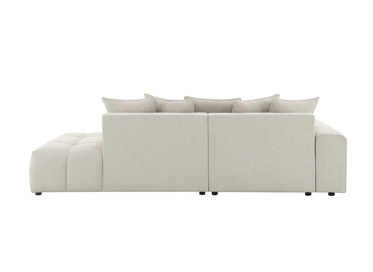 Canapé d'angle en tissu texturé beige CLARISSE - Angle gauche