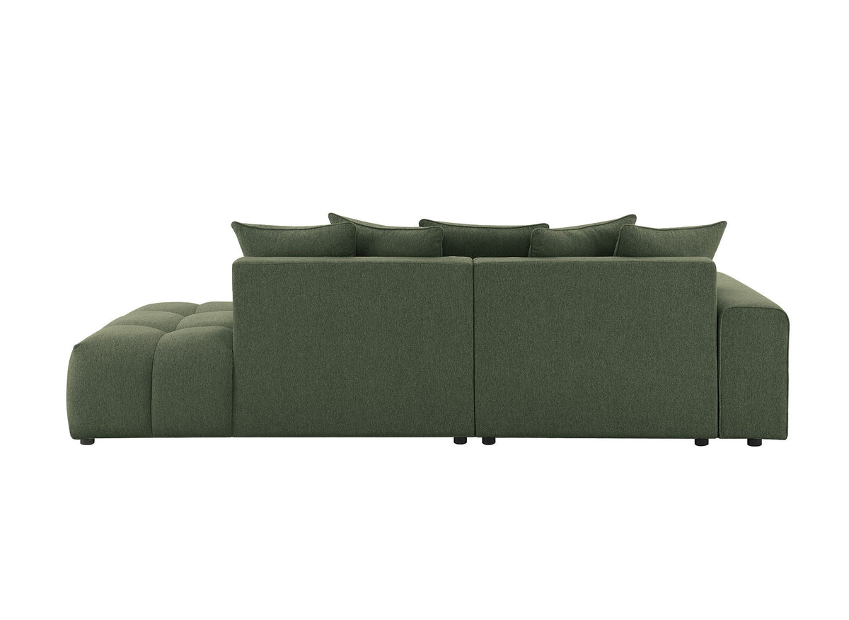 Canapé d'angle en tissu texturé vert olive CLARISSE - Angle gauche